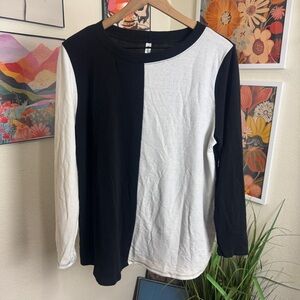 Emerald | black and white colorblock long sleeve | 1X